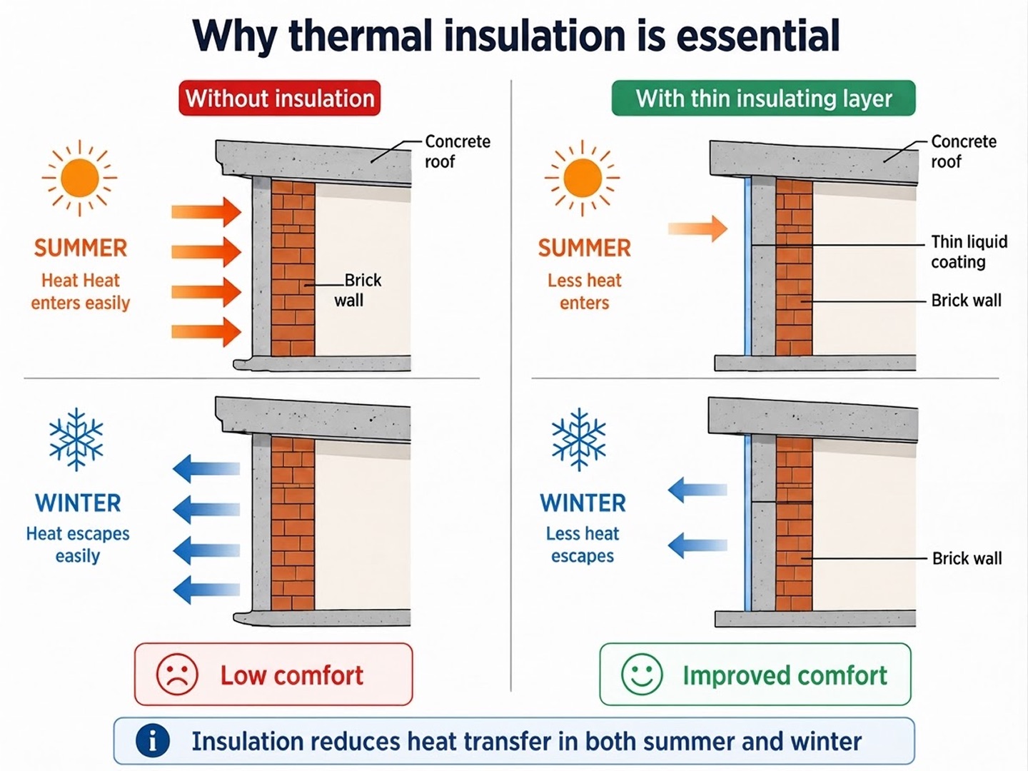 Comparison between an uninsulated wall assembly and one protected by a thin insulating coating